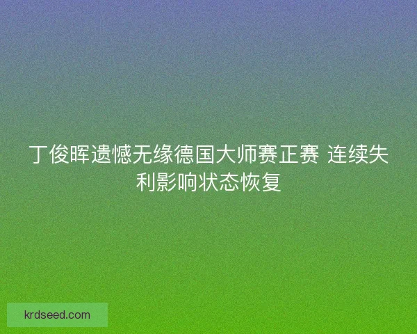 丁俊晖遗憾无缘德国大师赛正赛 连续失利影响状态恢复