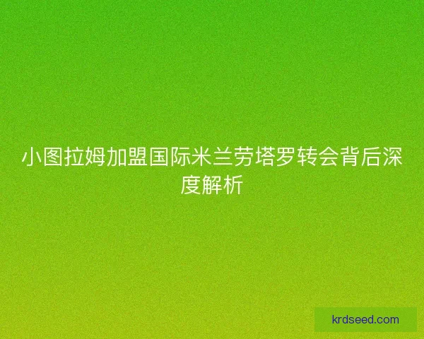 小图拉姆加盟国际米兰劳塔罗转会背后深度解析 小图拉姆加盟国际米兰劳塔罗转会背后深度解析