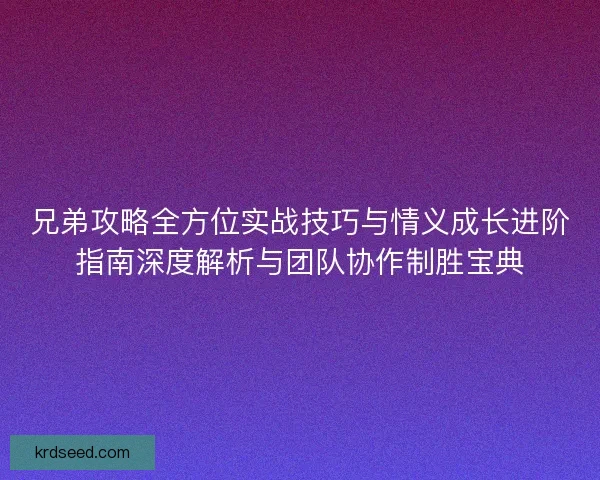 兄弟攻略全方位实战技巧与情义成长进阶指南深度解析与团队协作制胜宝典
