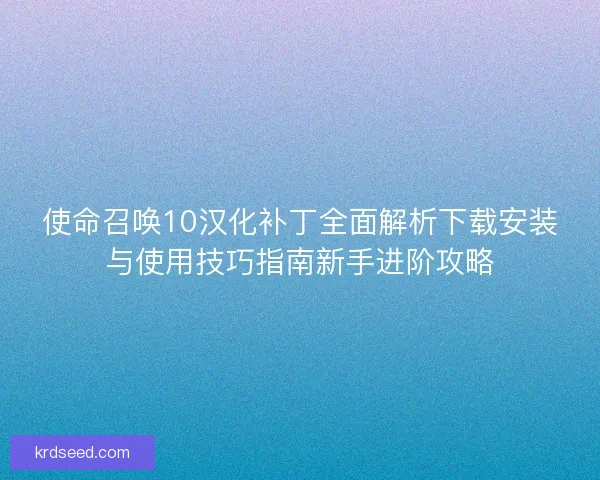 使命召唤10汉化补丁全面解析下载安装与使用技巧指南新手进阶攻略 使命召唤10汉化补丁全面解析下载安装与使用技巧指南新手进阶攻略